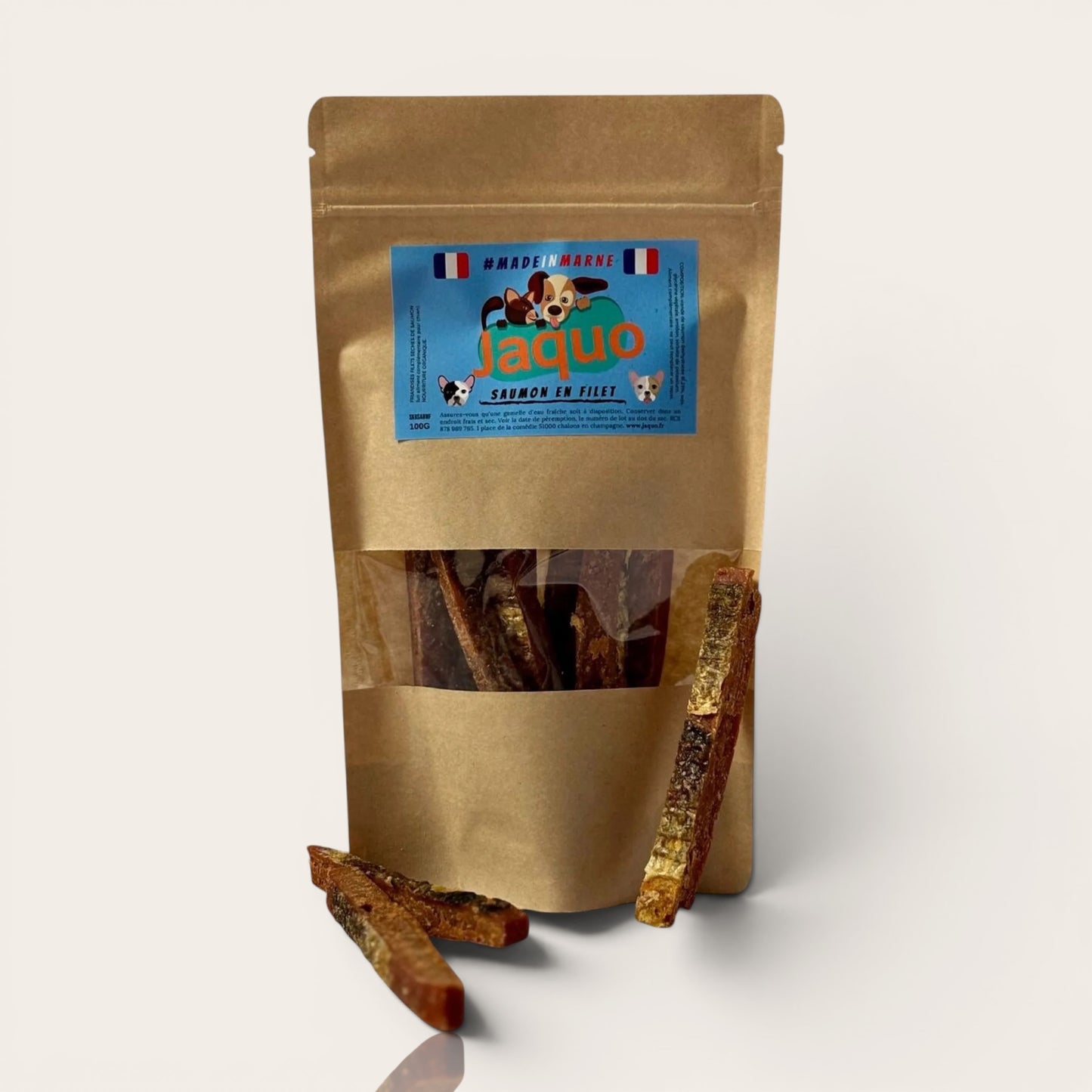 Friandise saumon chien et chat – Filet 100% naturel récompense 100g