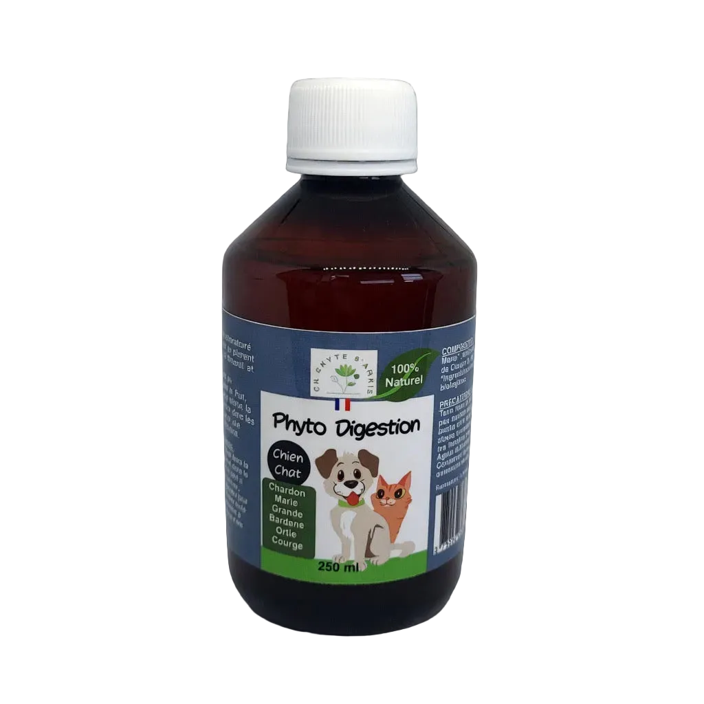 Complément digestion naturel pour chien & chat — Transit, flore intestinale & confort digestif · 250 ml