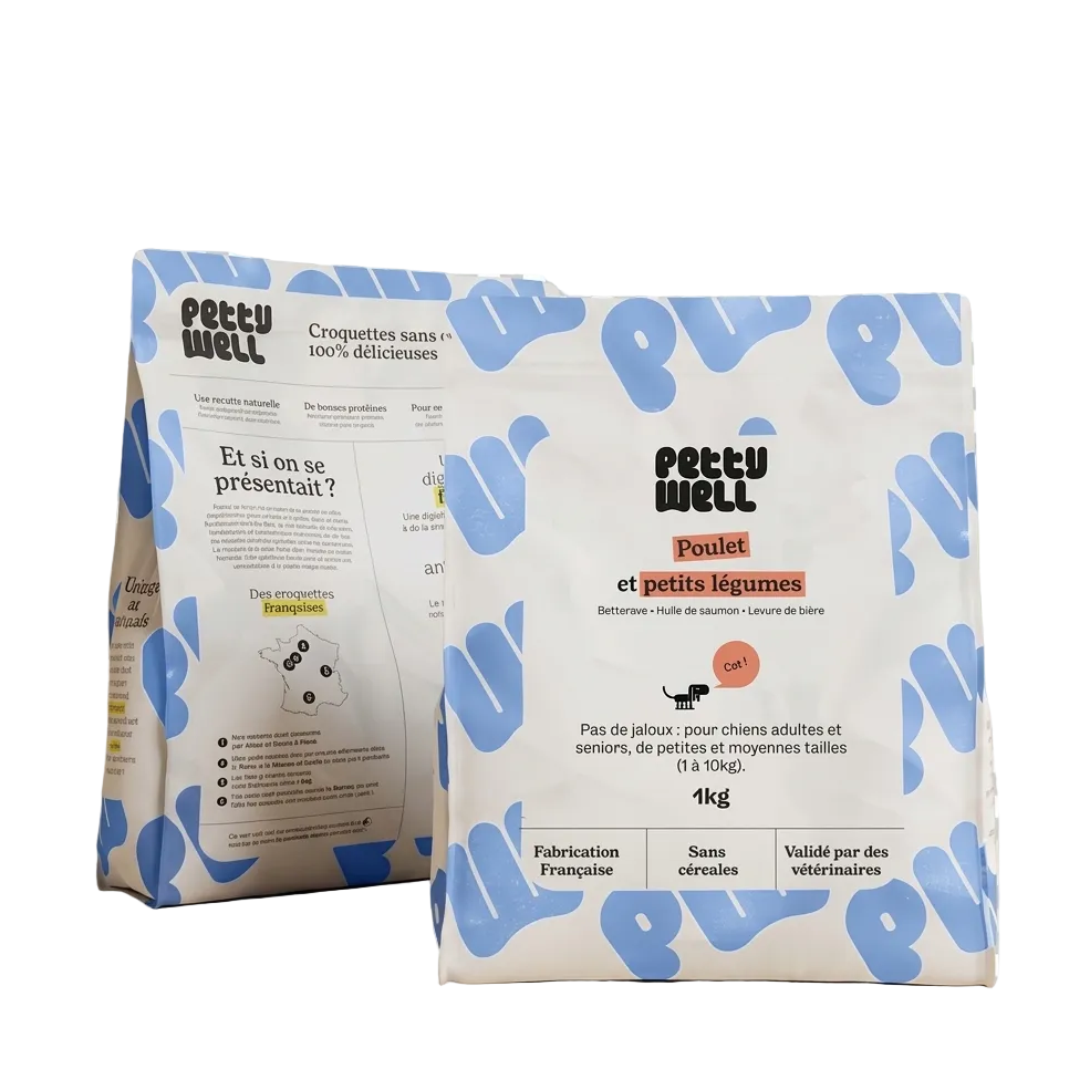 Croquettes sans céréales pour chien — Poulet & Légumes, Made in France (petite/moyenne taille) · 1 kg