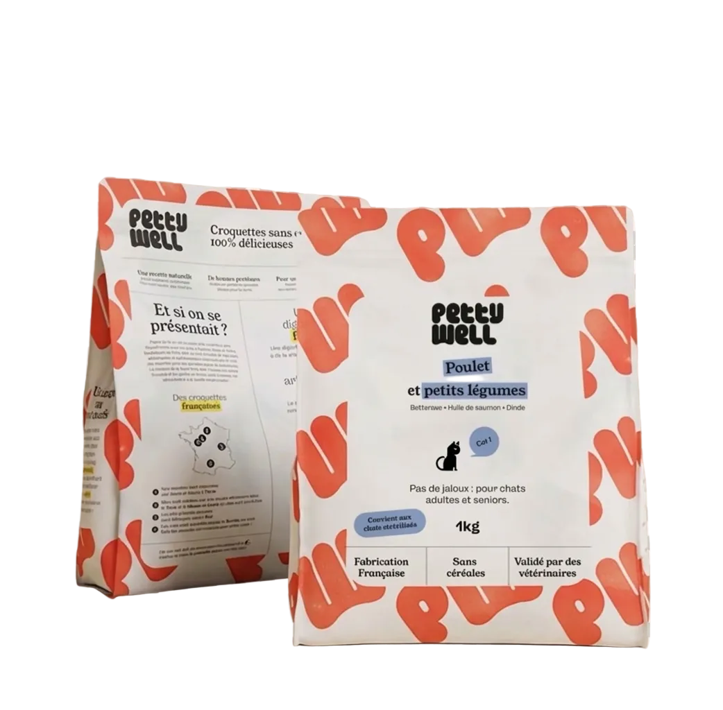Croquettes sans céréales pour chat — Poulet & Dinde, Made in France · 1 kg