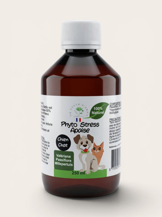 Complément anti-stress naturel pour chien & chat — Apaisant calmant (anxiété, transport, orage) · 250 ml