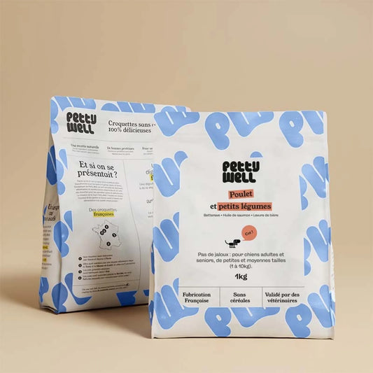 Croquettes Chien sans céréales — Poulet & Légumes MadeinFrance (Petite/Moyenne taille) · 1 kg