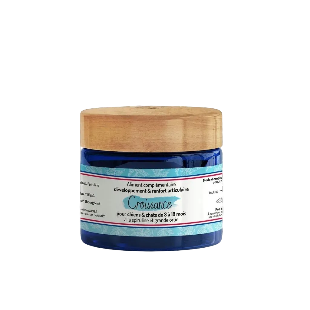 Complément croissance naturel pour chiot & chaton — Renfort os & articulations, bio · 60 g