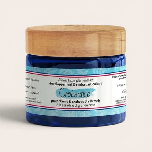 Complément croissance naturel pour chiot & chaton — Renfort os & articulations, bio · 60 g