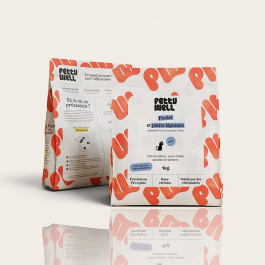 Croquettes sans céréales pour chat — Poulet & Dinde, Made in France · 1 kg