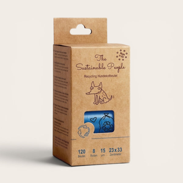 Sacs à crottes compostables pour chien — Certifiés OK Compost HOME, 120 sacs (8 rouleaux)