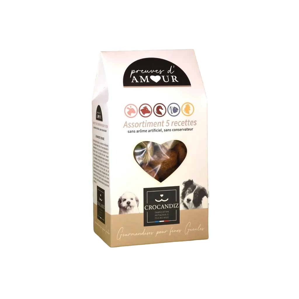 Friandises naturelles pour chien — Assortiment 5 recettes, sans céréales, fabrication française · 100 g