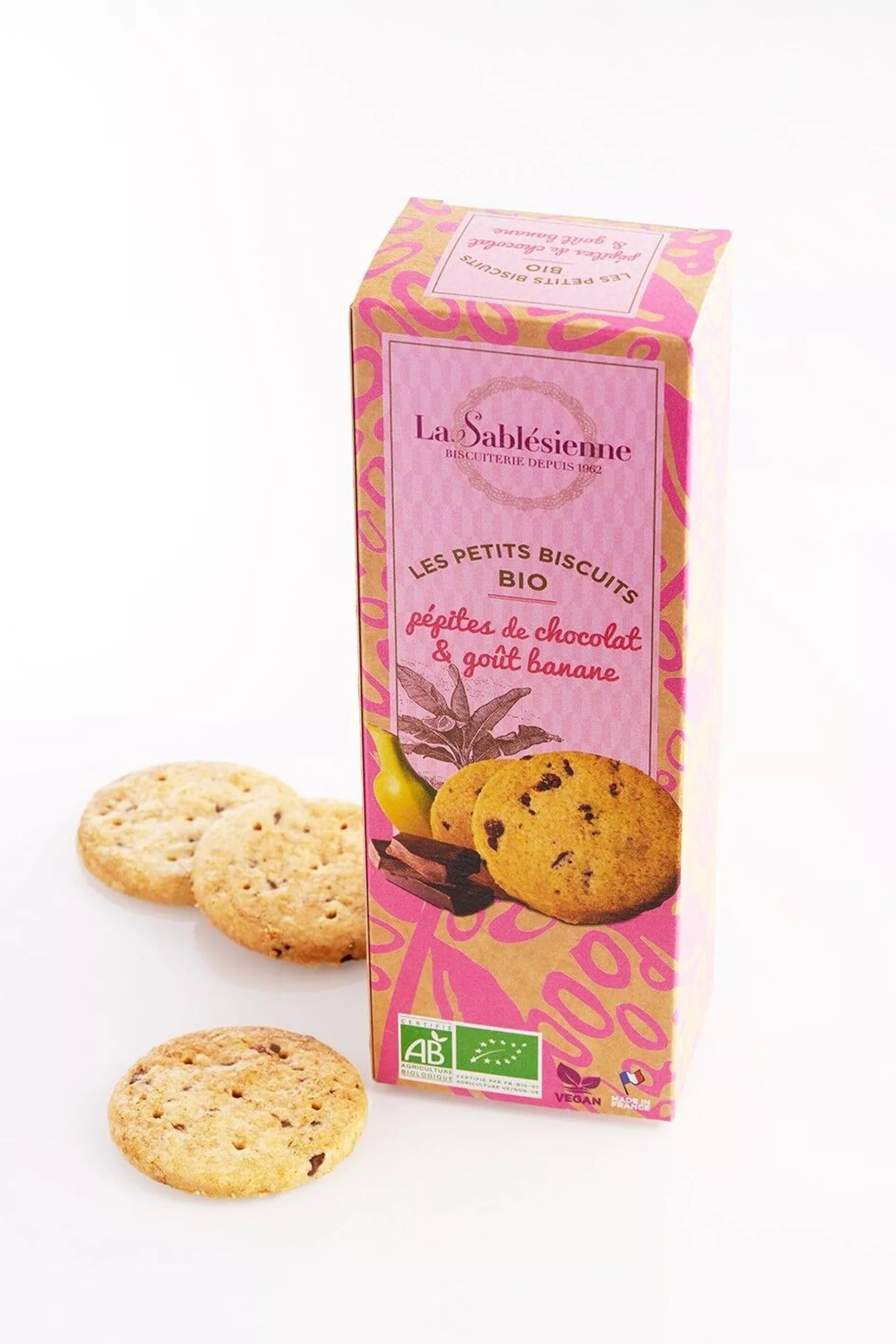 Biscuits sablés pépites de chocolat et banane bio & vegan
